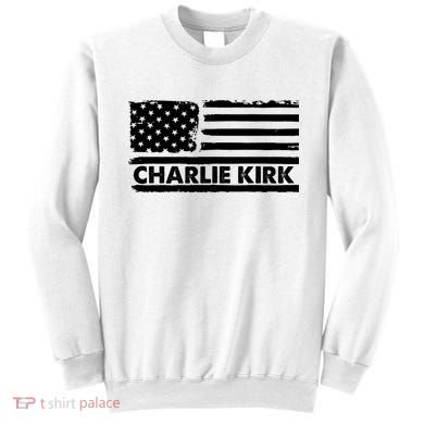 Charlie Kirk Distressed American Flag Patriotic Sweatshirt