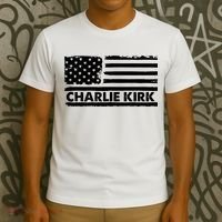 Charlie Kirk Distressed American Flag Patriotic T-Shirt thumb 3