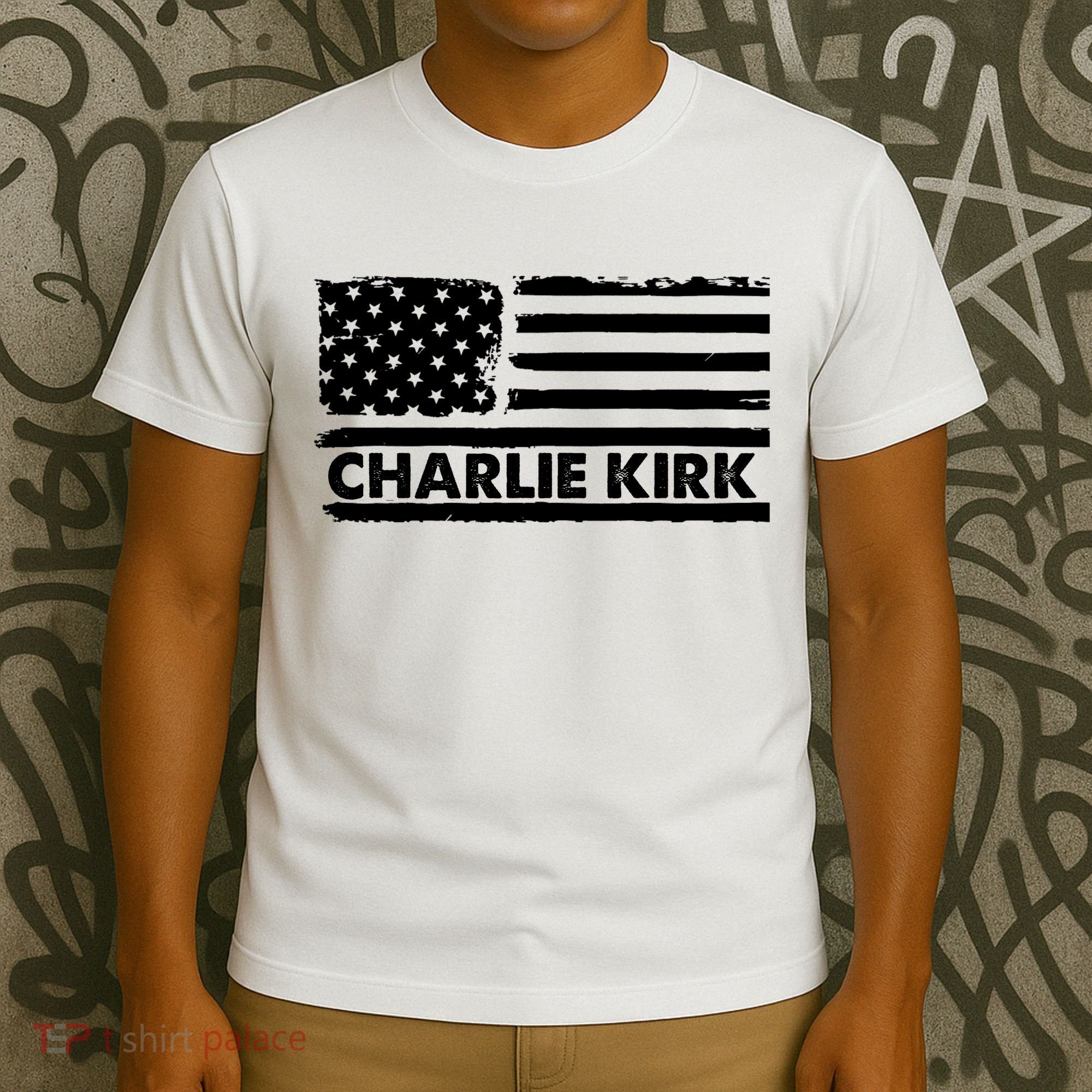 Charlie Kirk Distressed American Flag Patriotic T-Shirt