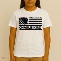 Charlie Kirk Distressed American Flag Patriotic T-Shirt thumb 4