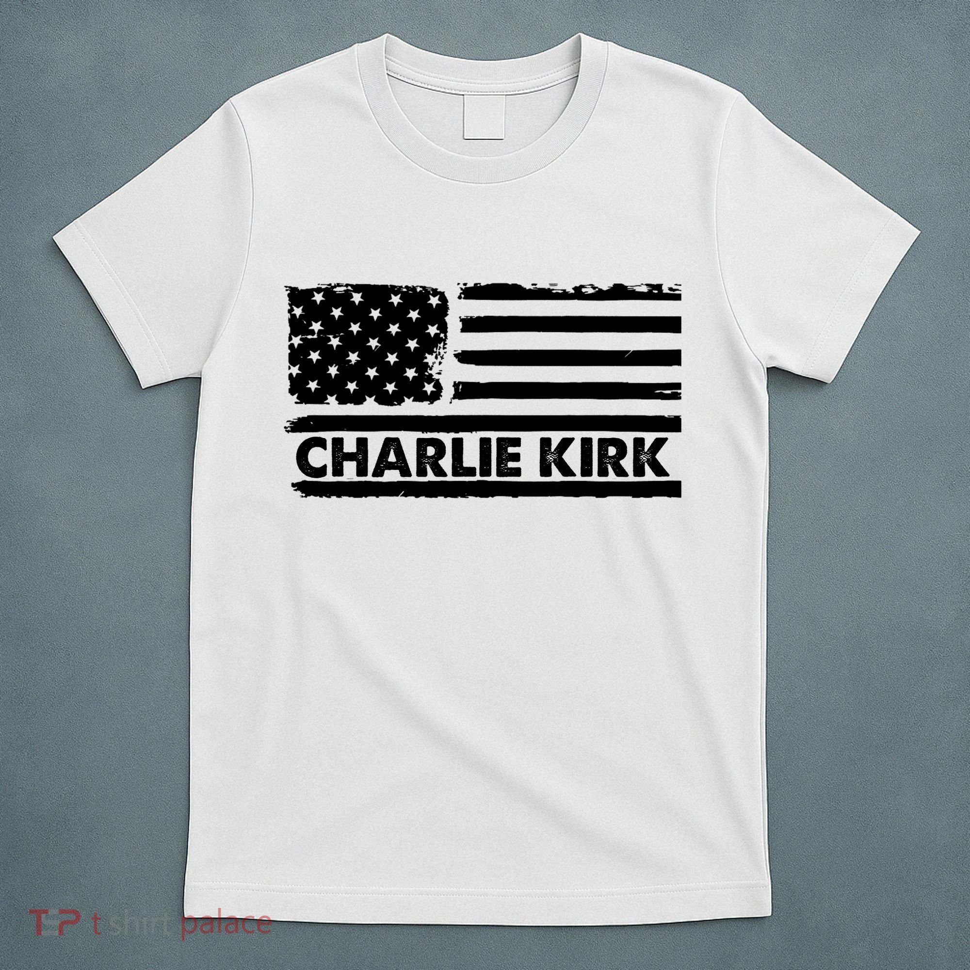 Charlie Kirk Distressed American Flag Patriotic T-Shirt