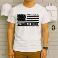 Charlie Kirk Distressed American Flag Patriotic T-Shirt thumb 6