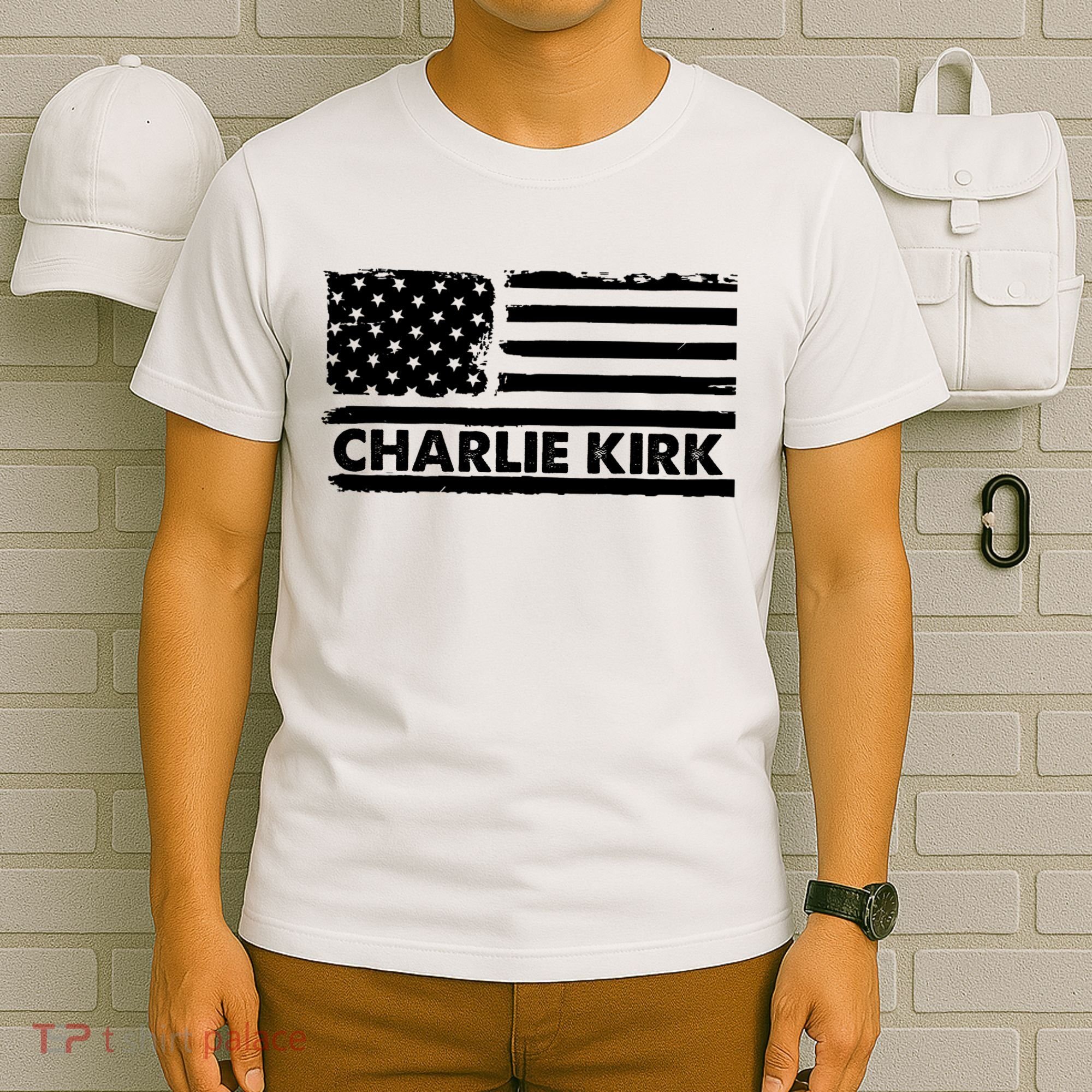 Charlie Kirk Distressed American Flag Patriotic T-Shirt