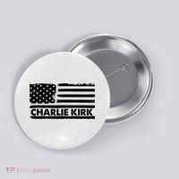 Charlie Kirk Distressed American Flag Patriotic Button thumb 0