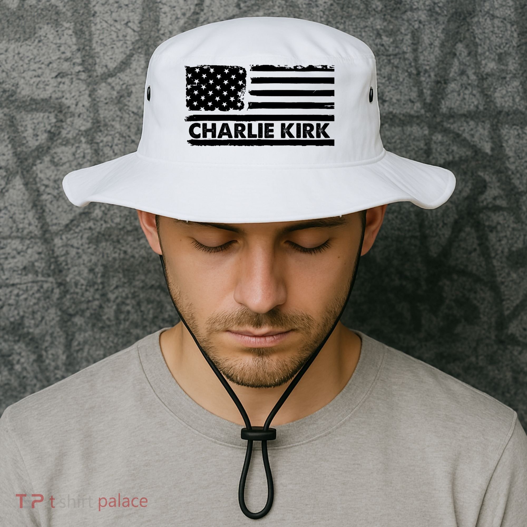 Charlie Kirk Distressed American Flag Patriotic Bucket Hat