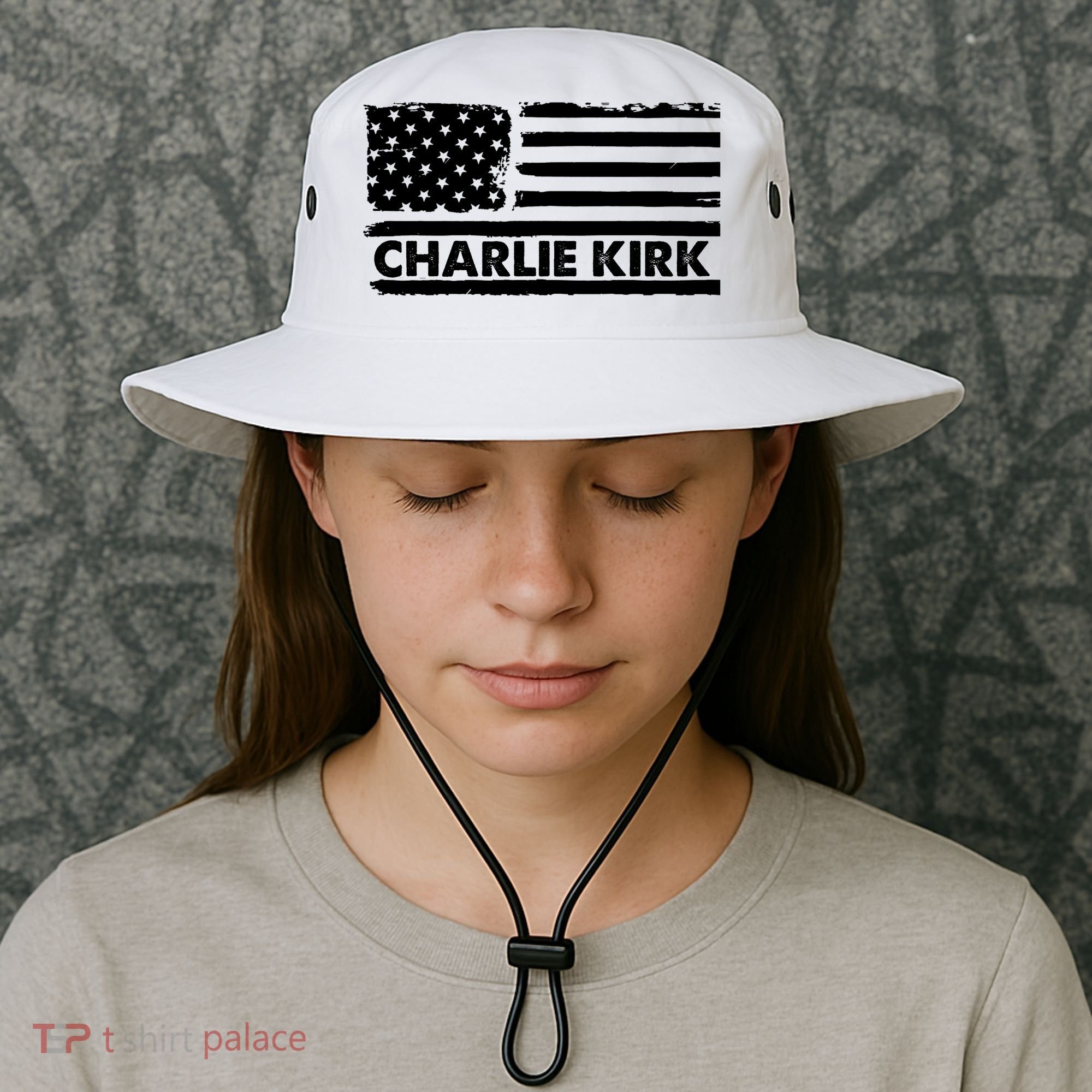 Charlie Kirk Distressed American Flag Patriotic Bucket Hat