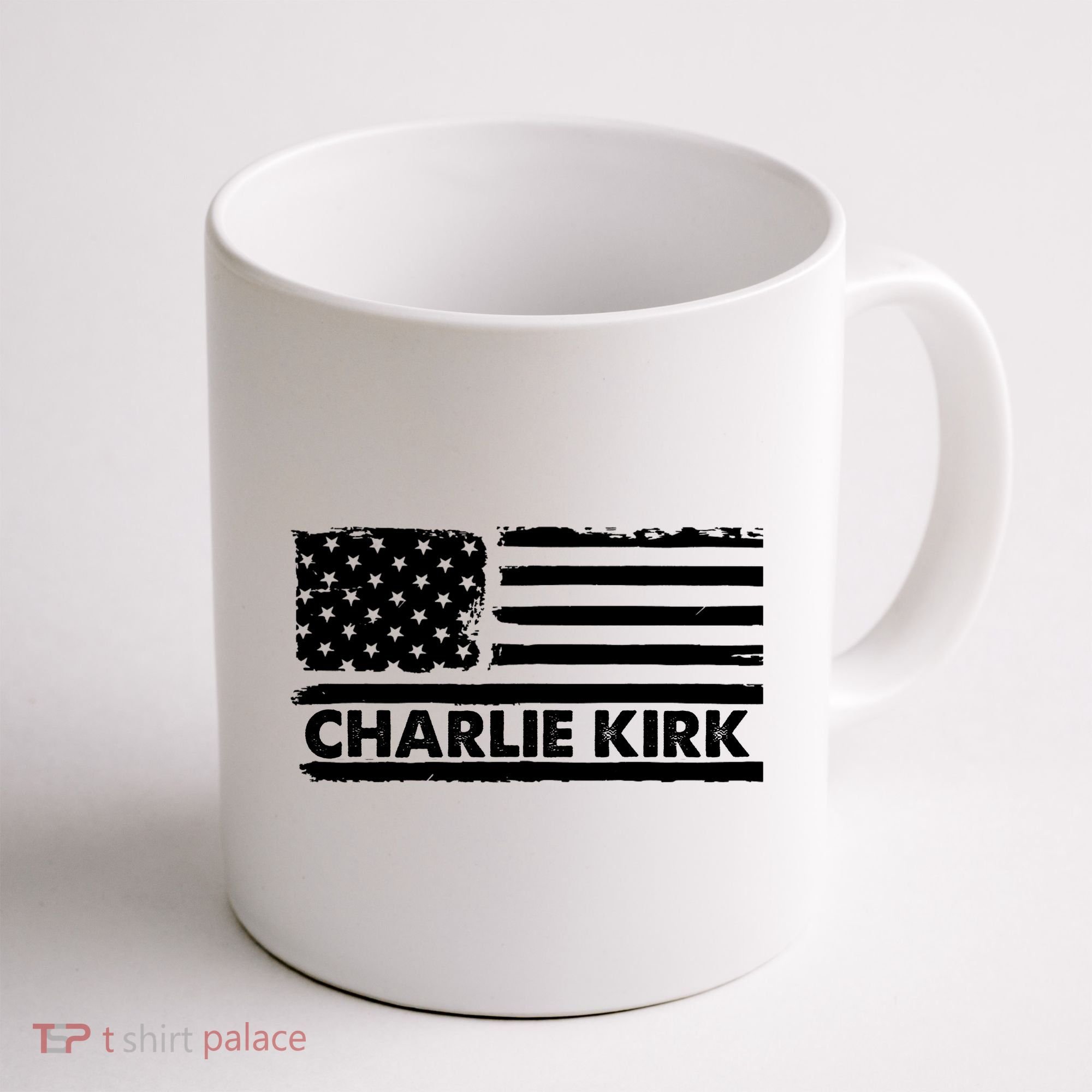 Charlie Kirk Distressed American Flag Patriotic Coffee Mug