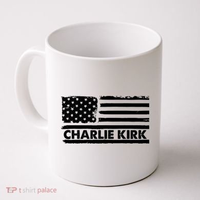 Charlie Kirk Distressed American Flag Patriotic Coffee Mug