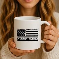 Charlie Kirk Distressed American Flag Patriotic Coffee Mug thumb 3