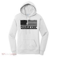 Charlie Kirk Distressed American Flag Patriotic Women's Hoodie thumb 0