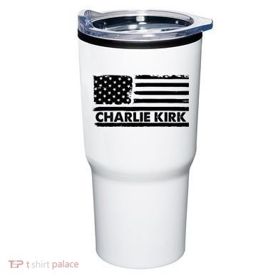 Charlie Kirk Distressed American Flag Patriotic Tumbler
