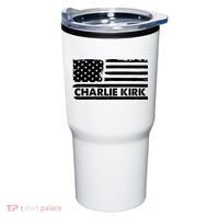 Charlie Kirk Distressed American Flag Patriotic Tumbler thumb 0