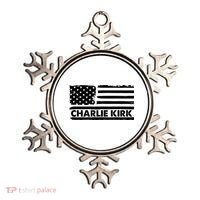 Charlie Kirk Distressed American Flag Patriotic Ornament thumb 0