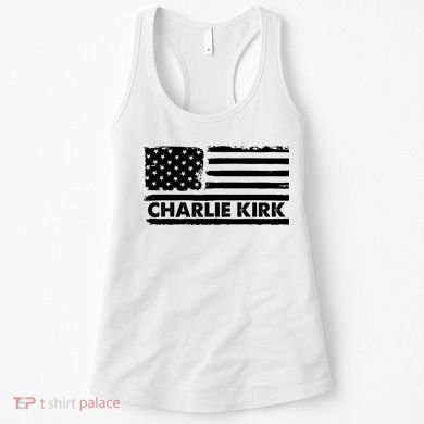 Charlie Kirk Distressed American Flag Patriotic Women's Tank Top