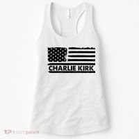Charlie Kirk Distressed American Flag Patriotic Women's Tank Top thumb 0