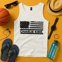 Charlie Kirk Distressed American Flag Patriotic Tank Top thumb 4