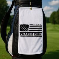 Charlie Kirk Distressed American Flag Patriotic Golf Towel thumb 2