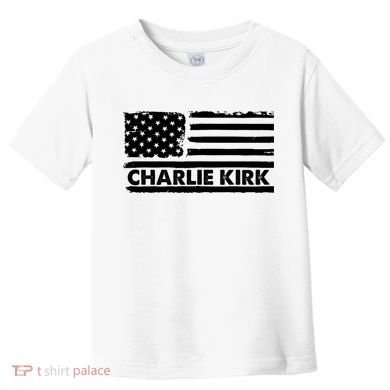 Charlie Kirk Distressed American Flag Patriotic Toddler T-Shirt