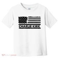 Charlie Kirk Distressed American Flag Patriotic Toddler T-Shirt thumb 0