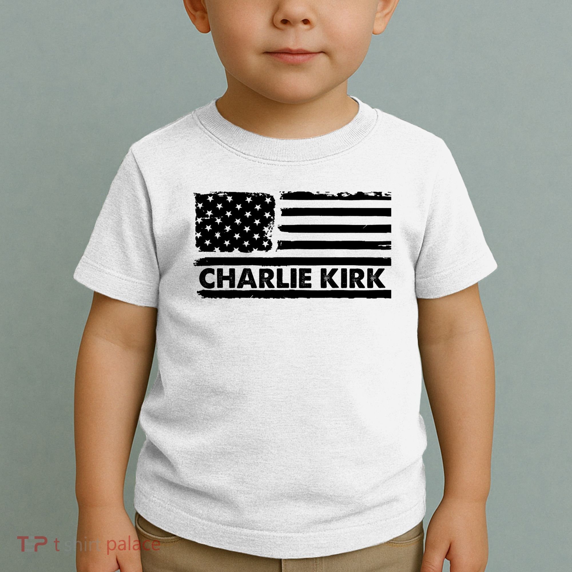 Charlie Kirk Distressed American Flag Patriotic Toddler T-Shirt
