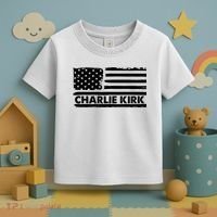 Charlie Kirk Distressed American Flag Patriotic Toddler T-Shirt thumb 3