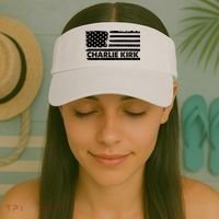 Charlie Kirk Distressed American Flag Patriotic Visor thumb 2