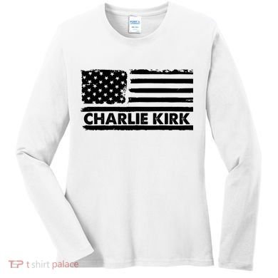 Charlie Kirk Distressed American Flag Patriotic Women's Long Sleeve Shirt