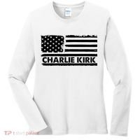 Charlie Kirk Distressed American Flag Patriotic Women's Long Sleeve Shirt thumb 0