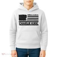 Charlie Kirk Distressed American Flag Patriotic Kids Hoodie thumb 4