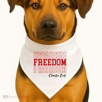 Charlie Kirk Freedom Freedom Freedom Mashup USA-Made Doggie Bandana thumb 1