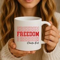 Charlie Kirk Freedom Freedom Freedom Mashup Coffee Mug thumb 3