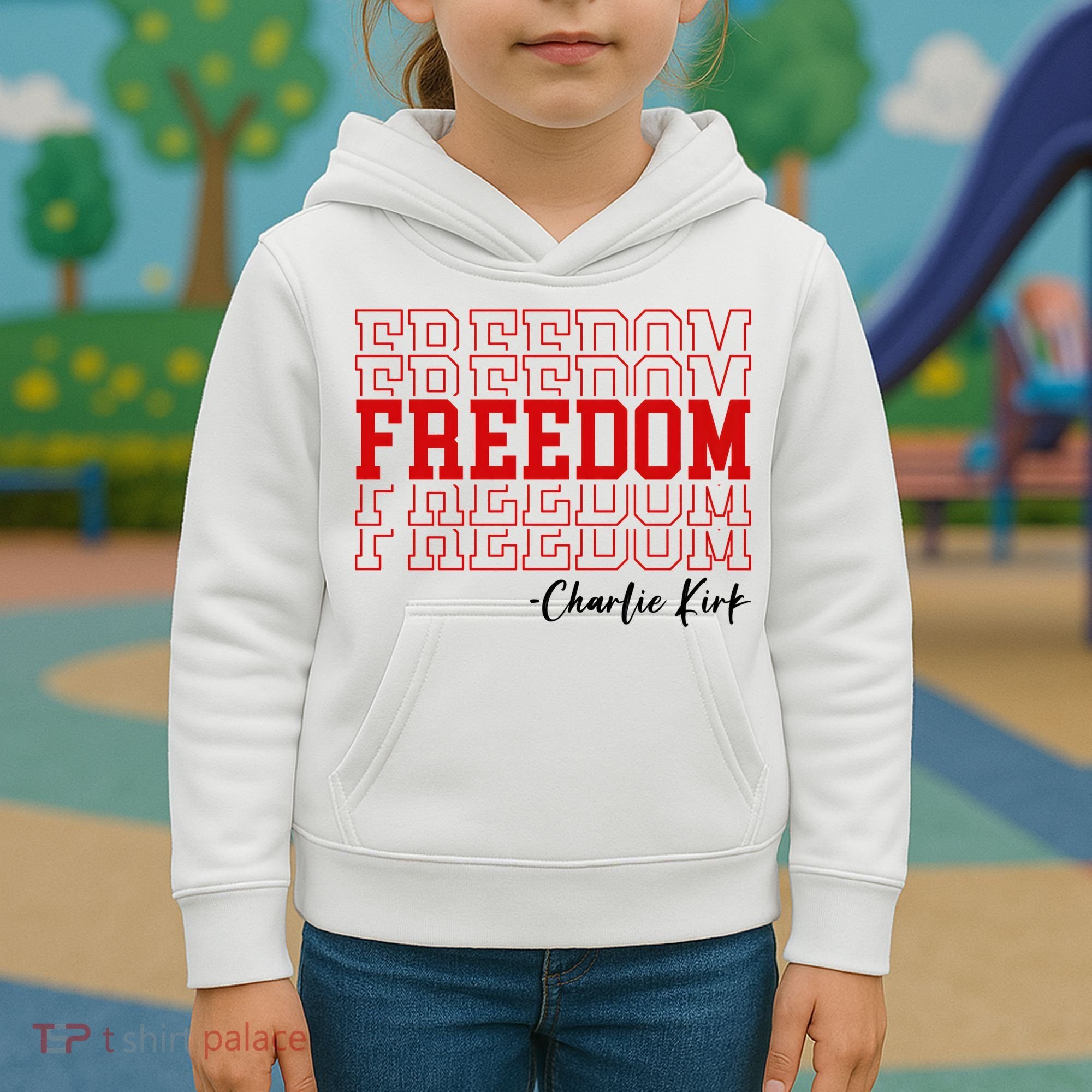 Charlie Kirk Freedom Freedom Freedom Mashup Kids Hoodie