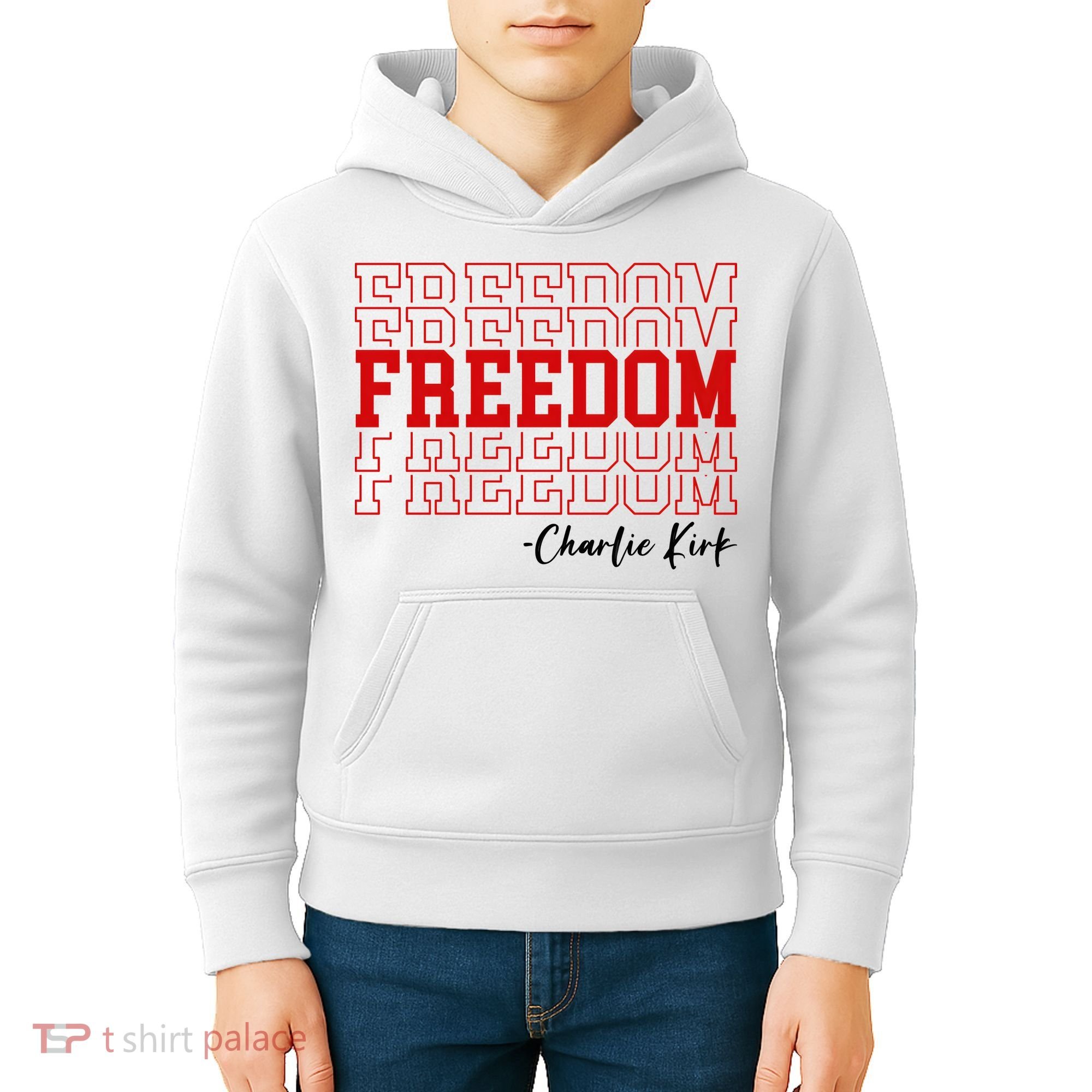 Charlie Kirk Freedom Freedom Freedom Mashup Kids Hoodie