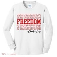Charlie Kirk Freedom Freedom Freedom Mashup Kids Long Sleeve Shirt thumb 0