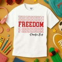 Charlie Kirk Freedom Freedom Freedom Mashup Kids T-Shirt thumb 3