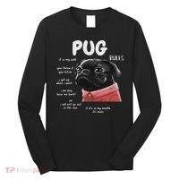 Cute Kawaii Funny Black Pug Dog Rules Gifts Women Long Sleeve Shirt thumb 0
