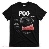 Cute Kawaii Funny Black Pug Dog Rules Gifts Women T-Shirt thumb 0