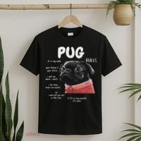 Cute Kawaii Funny Black Pug Dog Rules Gifts Women T-Shirt thumb 2