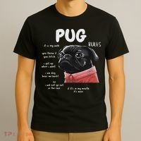Cute Kawaii Funny Black Pug Dog Rules Gifts Women T-Shirt thumb 3