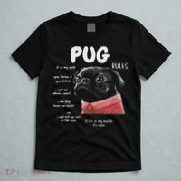 Cute Kawaii Funny Black Pug Dog Rules Gifts Women T-Shirt thumb 5