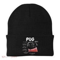 Cute Kawaii Funny Black Pug Dog Rules Gifts Women Beanie thumb 0