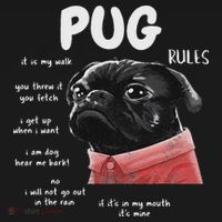 Cute Kawaii Funny Black Pug Dog Rules Gifts Women Polo thumb 3