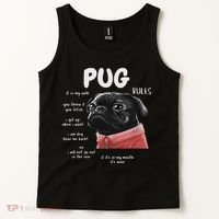 Cute Kawaii Funny Black Pug Dog Rules Gifts Women Tank Top thumb 2