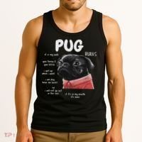 Cute Kawaii Funny Black Pug Dog Rules Gifts Women Tank Top thumb 3