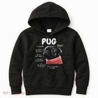 Cute Kawaii Funny Black Pug Dog Rules Gifts Women Kids Hoodie thumb 0