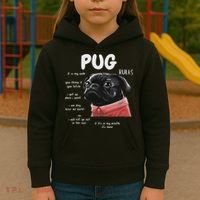 Cute Kawaii Funny Black Pug Dog Rules Gifts Women Kids Hoodie thumb 3
