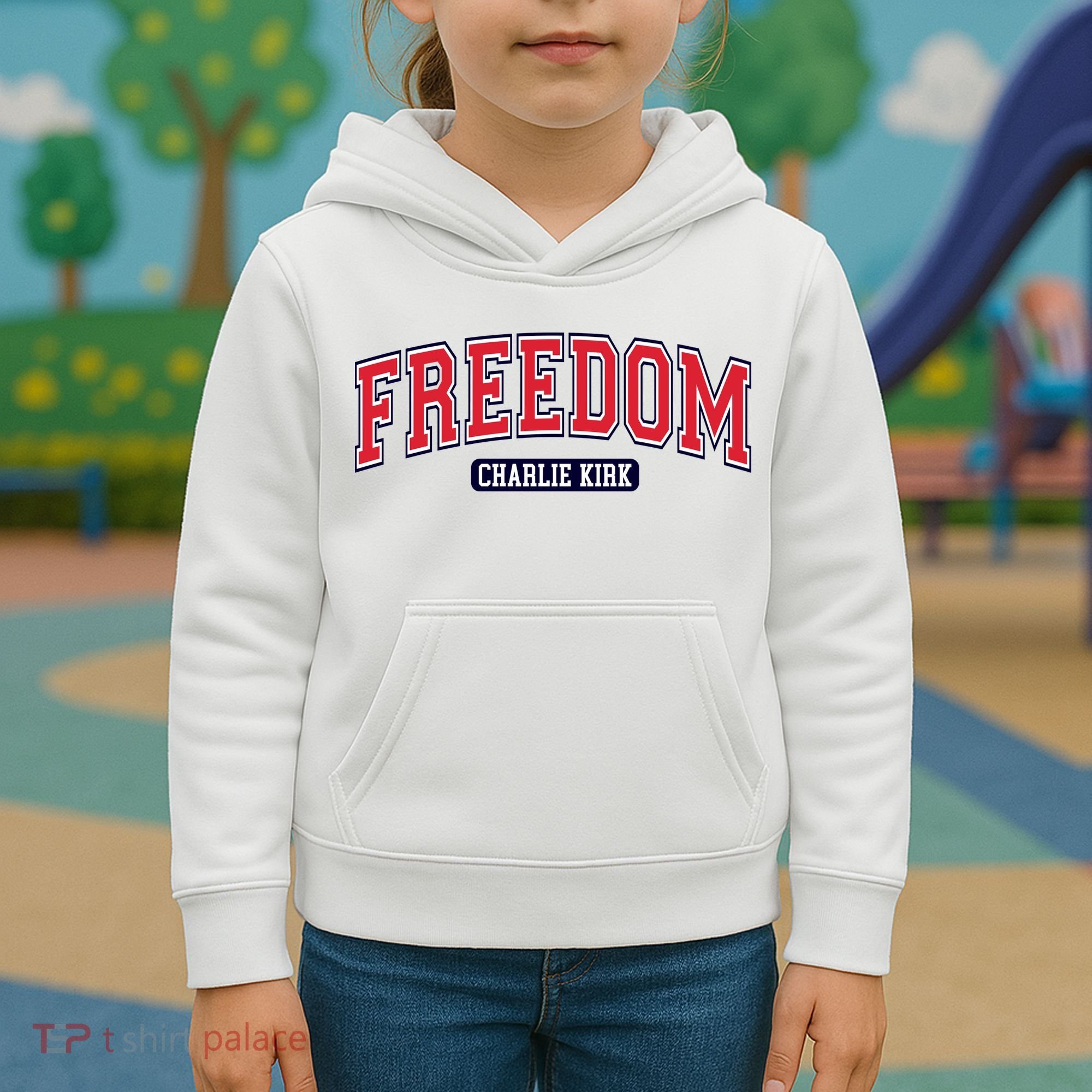 Charlie Kirk Freedom Team Sports Logo Kids Hoodie