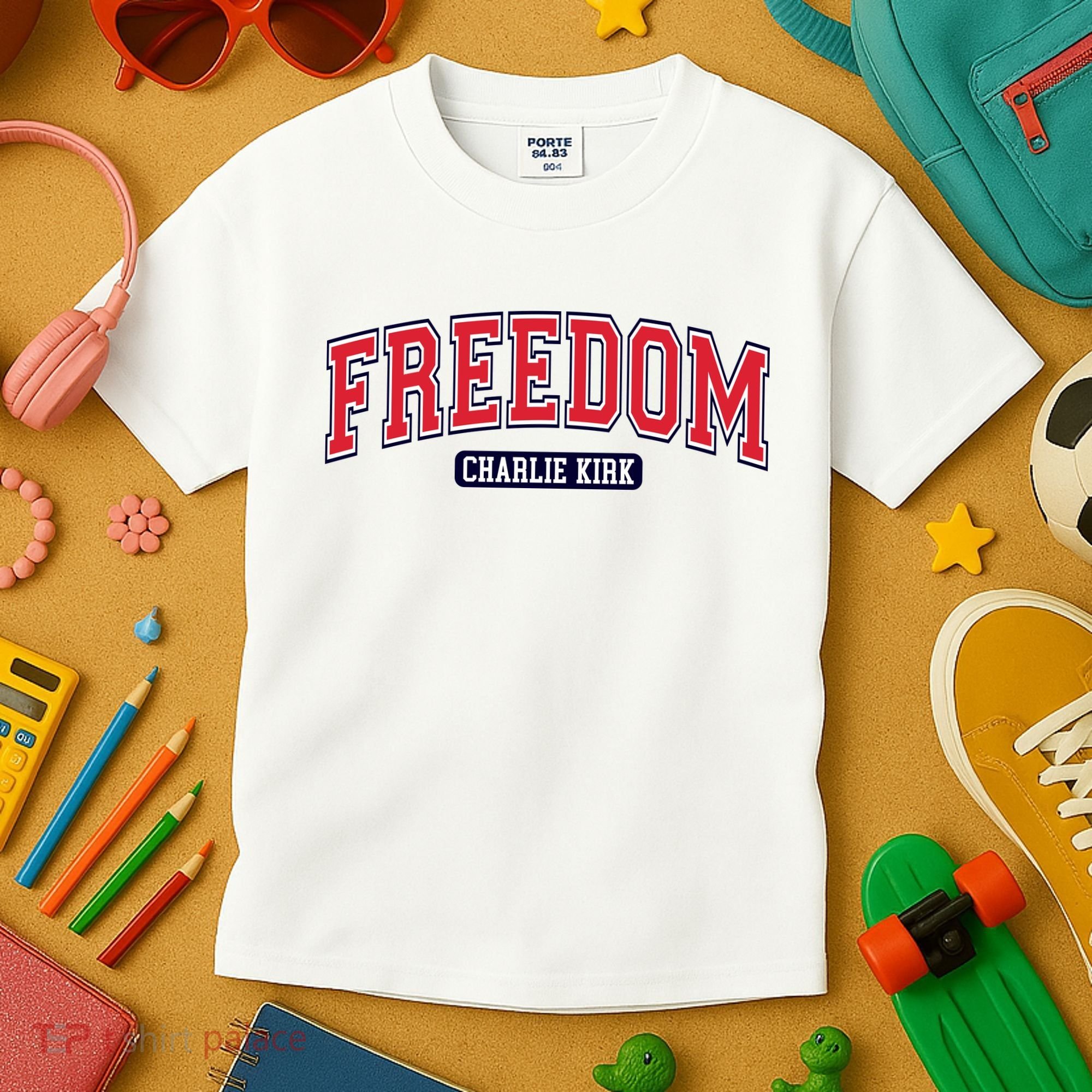 Charlie Kirk Freedom Team Sports Logo Kids T-Shirt