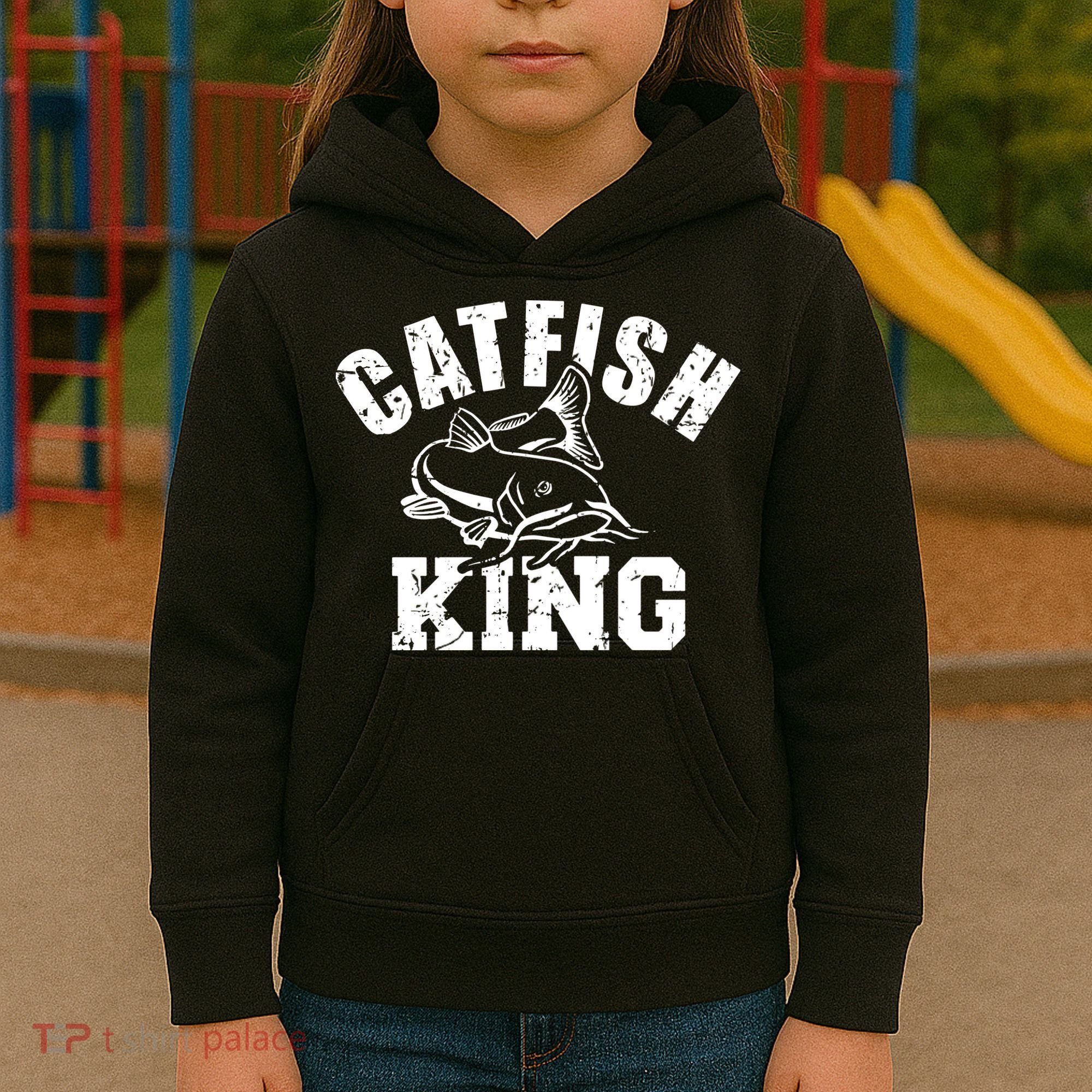 Catfish King Fishing Kids Hoodie
