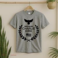 Charlie Kirk “Forever In Our Heart" Memorial Patriotic Eagle Wreath T-Shirt thumb 2